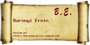 Baronyi Ervin névjegykártya